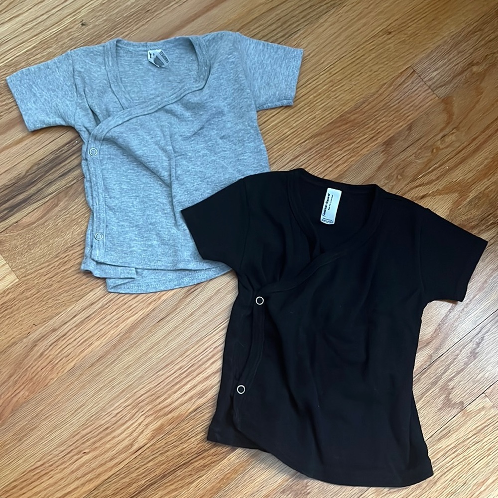 Lot of 2 American Apparel Snap Button Tee Shirt 12 - 18 months